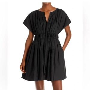REBECA TAYLOR SMOCKED FRONT DRESS size large black cotton NWOT